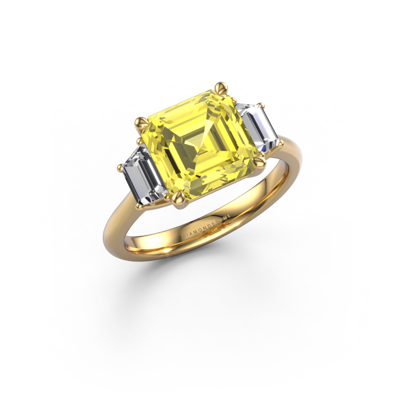 Image of Engagement ring Maggie ASC 585 gold Yellow lab grown diamond 8.5 mm