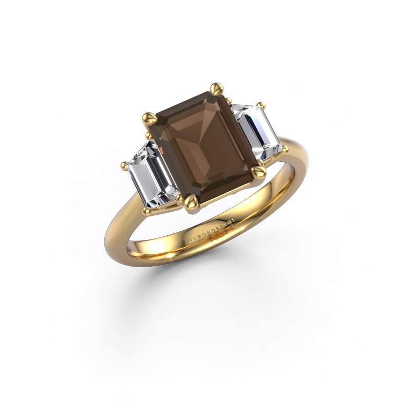 Image of Engagement ring Maggie EME 585 gold Smokey quartz 9x7 mm