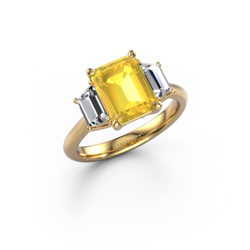 Image of Engagement ring Maggie EME 585 gold Yellow sapphire 9x7 mm