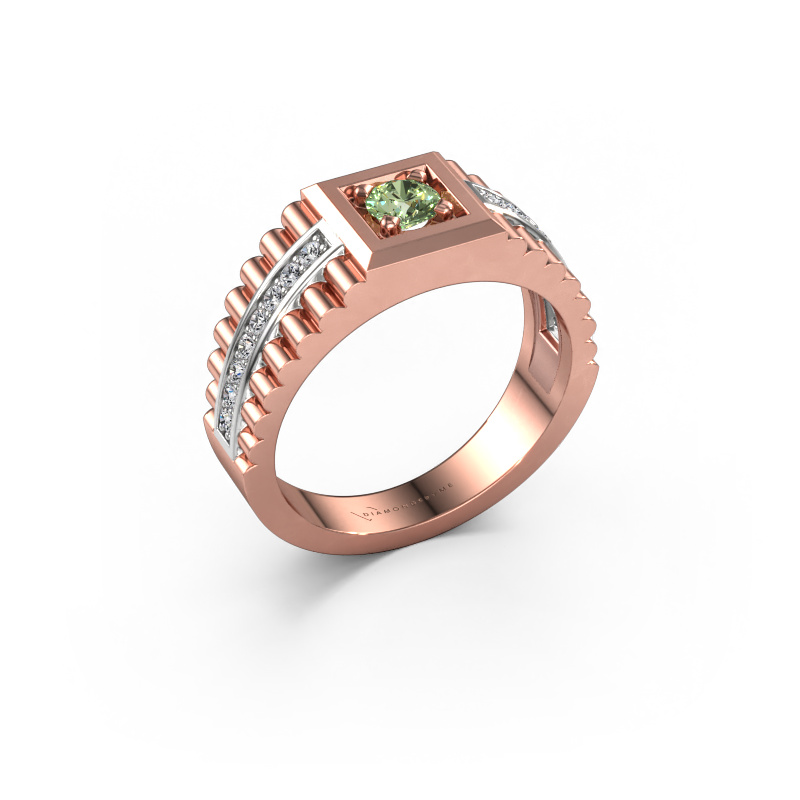 Image of Men's ring Maikel 585 rose gold Green lab grown diamond 4.2 mm