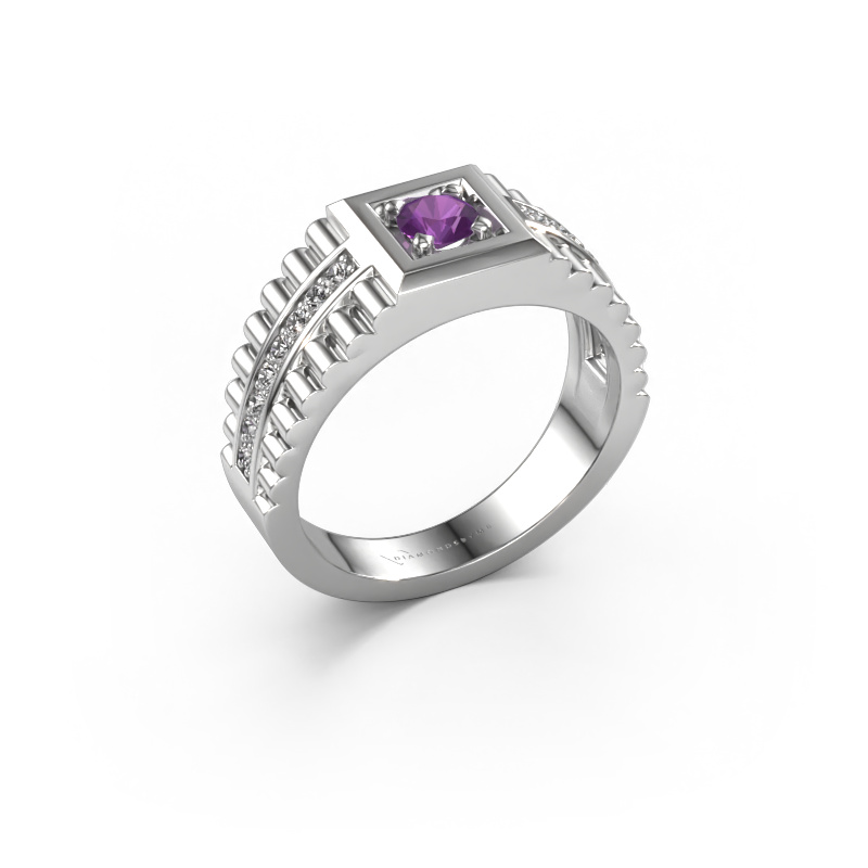 Image of Men's ring Maikel 585 white gold Amethyst 4.2 mm