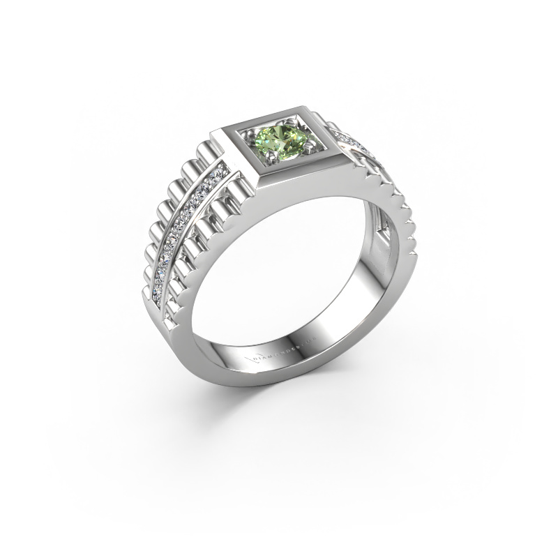 Image of Men's ring Maikel 950 platinum Green lab grown diamond 4.2 mm