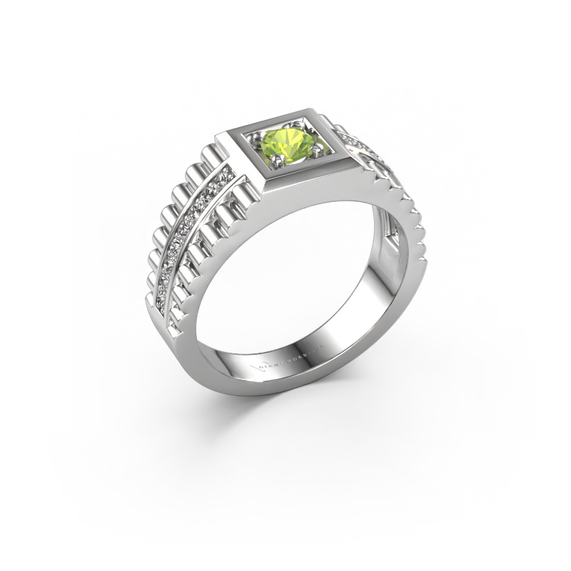 Image of Men's ring Maikel 585 white gold Peridot 4.2 mm
