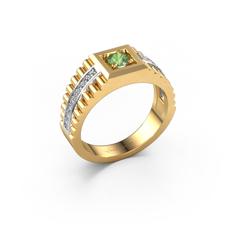 Afbeelding van Heren ring Maikel 585 Goud Toermalijn groen 4.2 mm