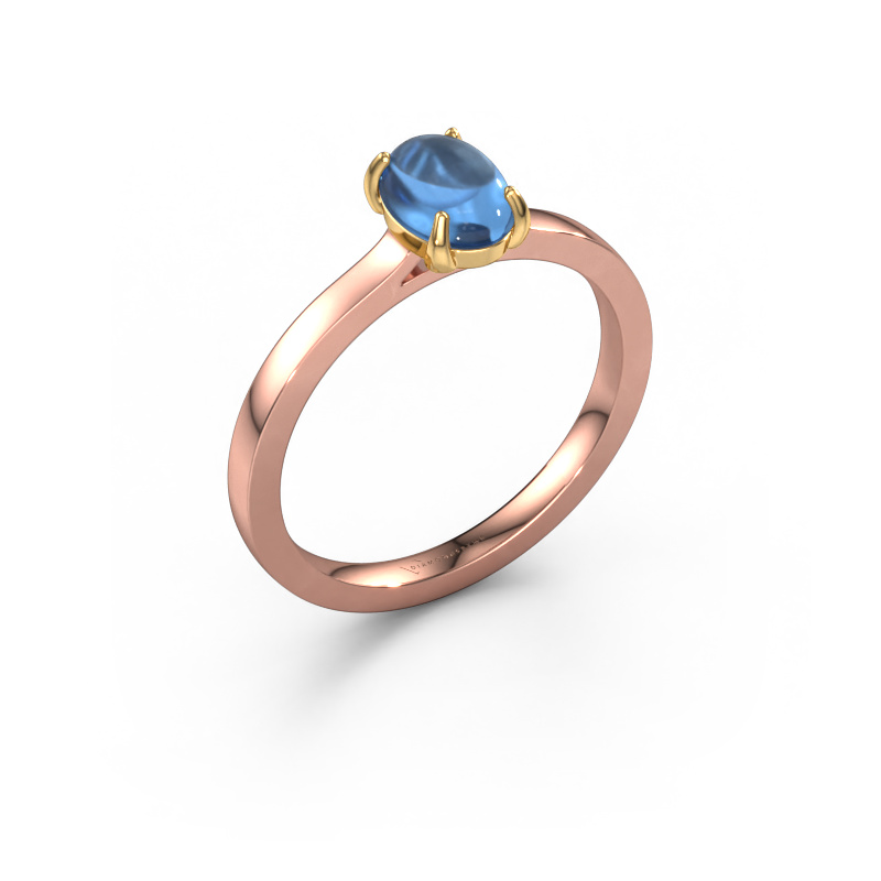 Image of Ring Mallie 1 585 rose gold Blue topaz 7x5 mm