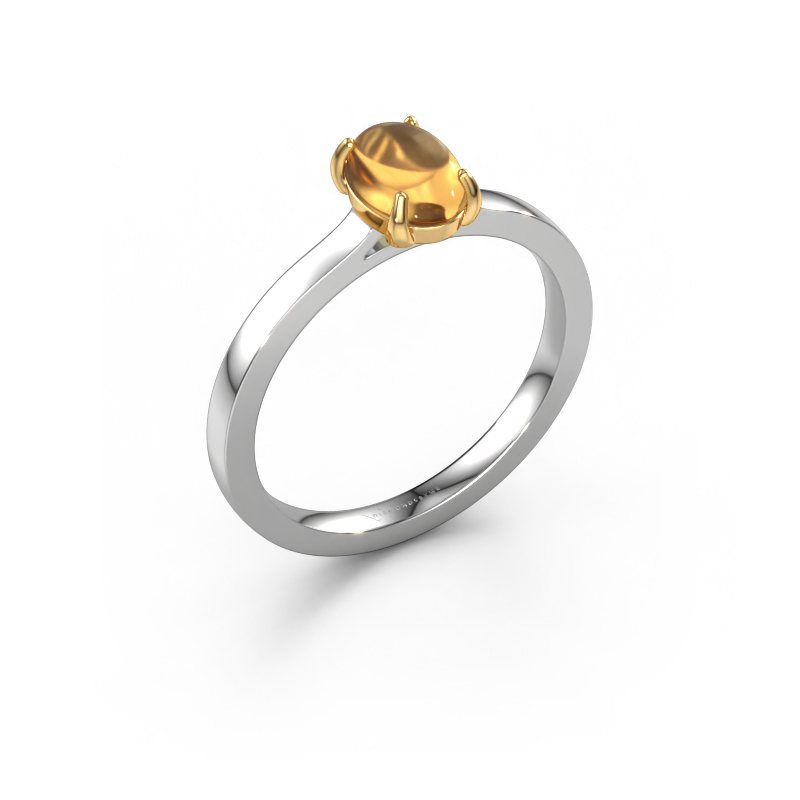 Afbeelding van Ring Mallie 1 585 witgoud Citrien 7x5 mm