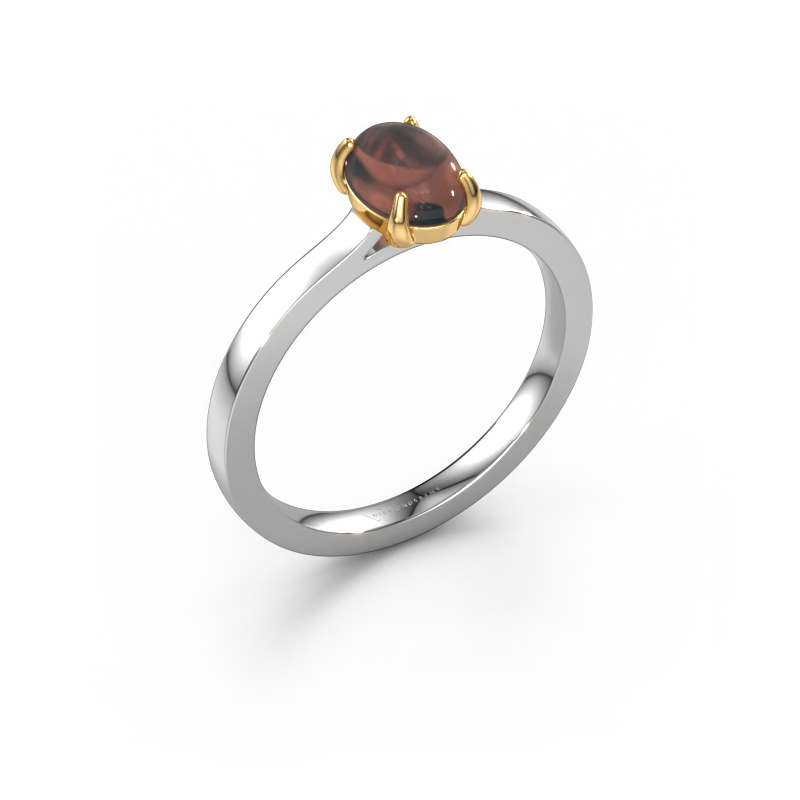 Image de Bague Mallie 1 585 or blanc Quartz fumé 7x5 mm