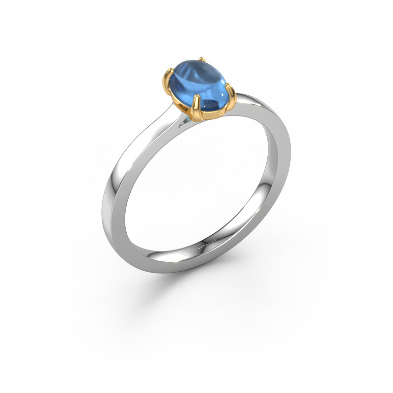 Bild von Ring Mallie 1 585 Weißgold Blau Topas 7x5 mm