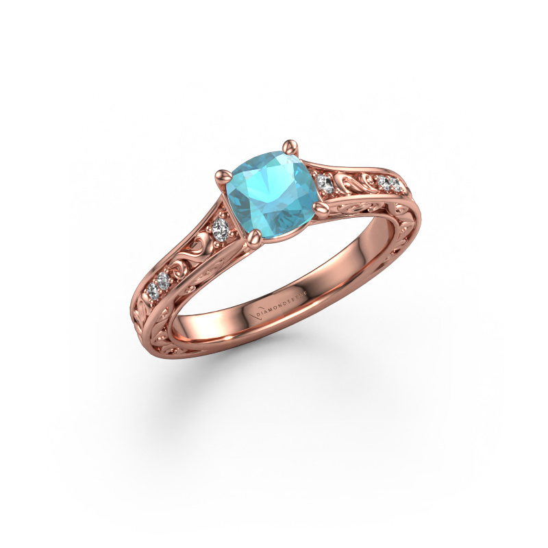 Image of Engagement ring Mallory cus 585 rose gold Blue topaz 5.5 mm