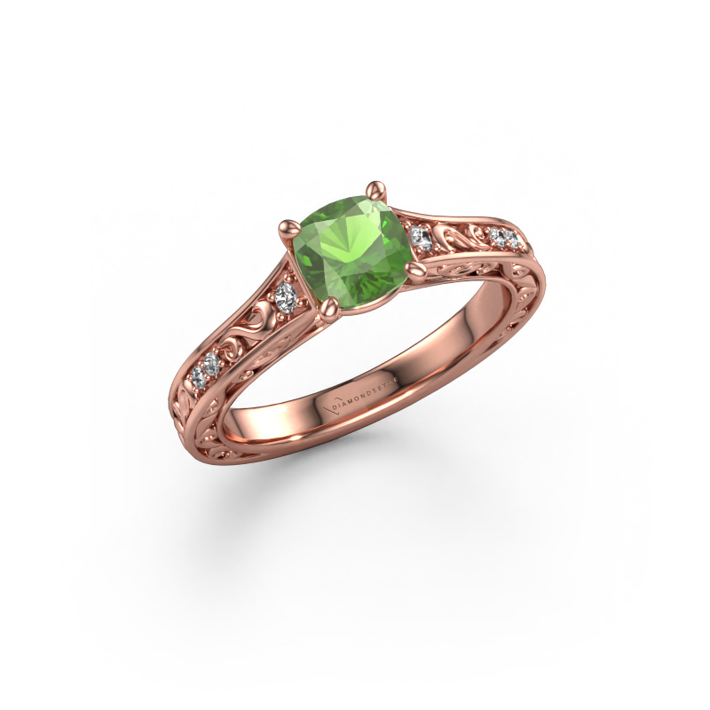 Image of Engagement ring Mallory cus 585 rose gold Tourmaline green 5.5 mm