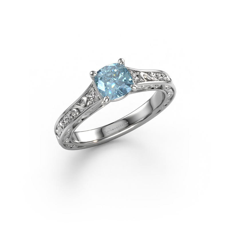 Image de Bague de fiançailles Mallory cus 950 platine Diamant synthétique bleu 5.5 mm