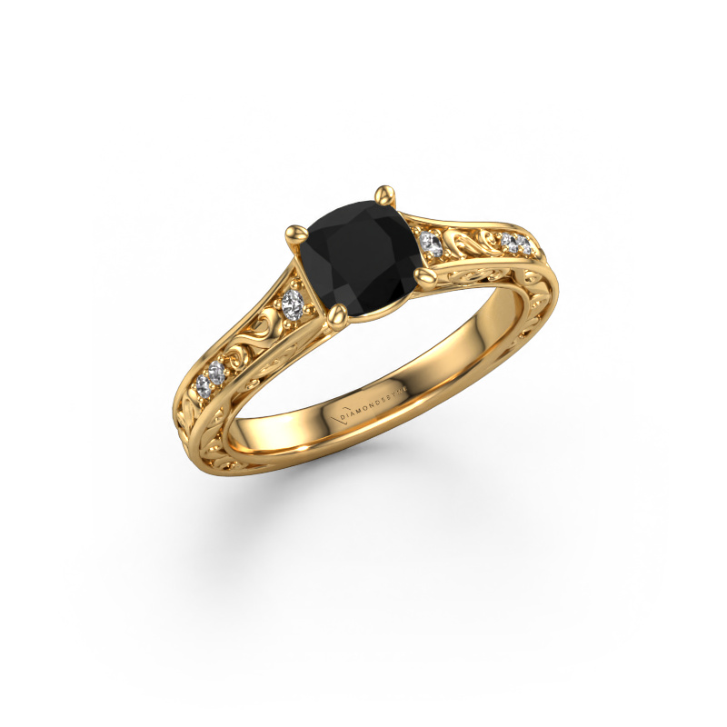 Image de Bague de fiançailles Mallory cus 585 or jaune Diamant noir 1.21 crt