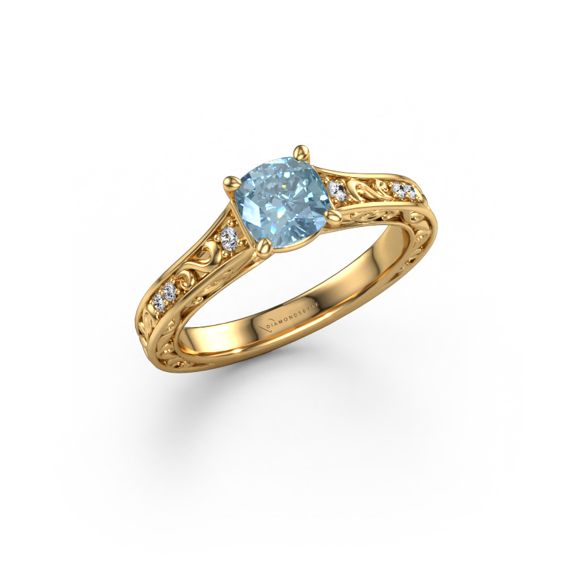 Image of Engagement ring Mallory CUS 585 gold Blue lab grown diamond 5.5 mm