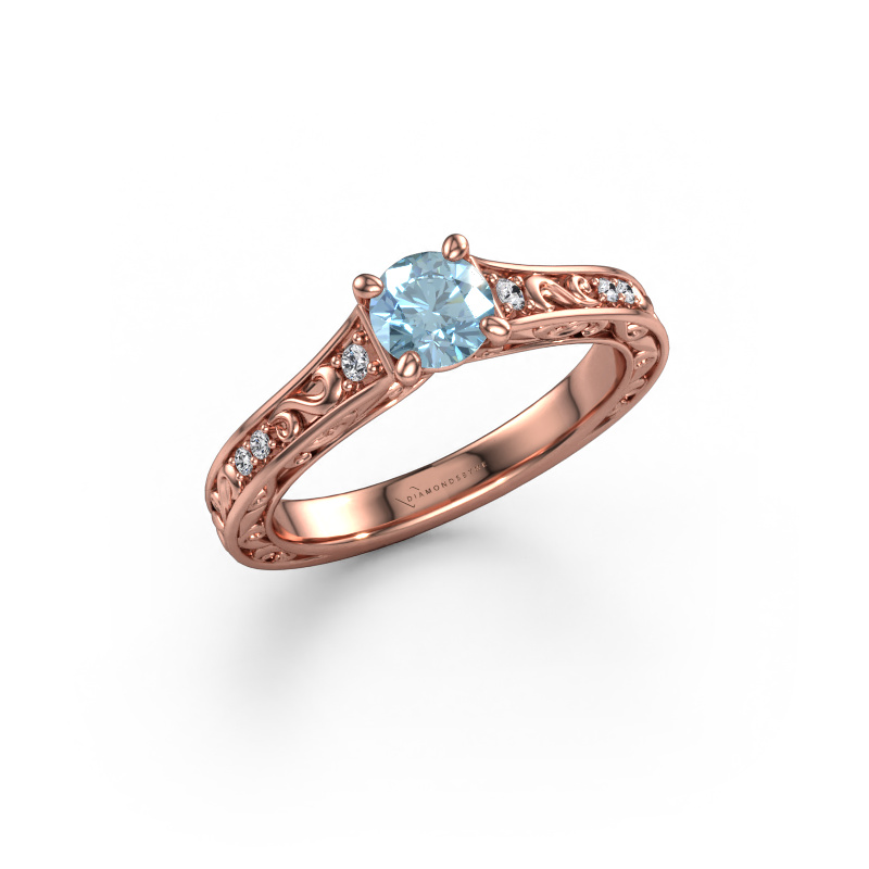 Bild von Verlobungsring Mallory RND 585 Roségold Blauer Labordiamant 5 mm