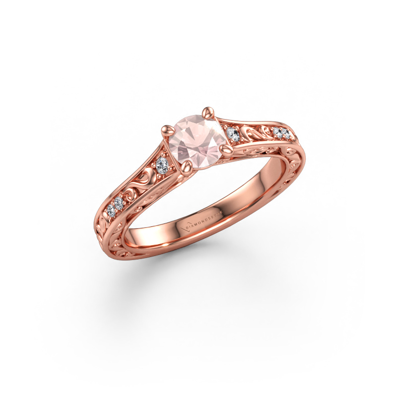 Afbeelding van Verlovingsring Mallory RND 585 rosé goud Morganiet champagne 5 mm