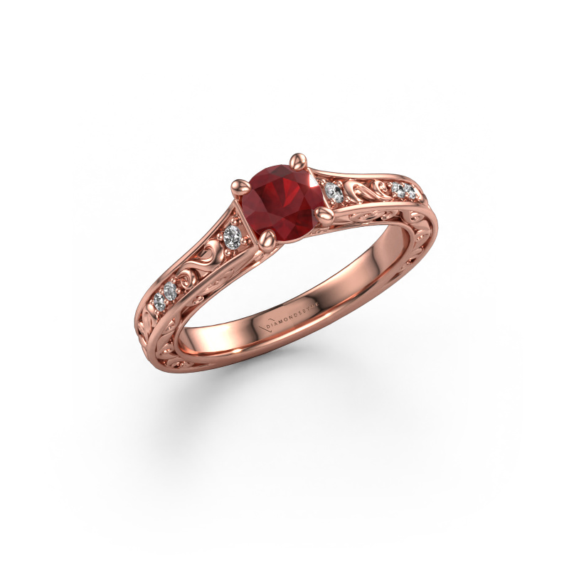 Image of Engagement ring Mallory rnd 585 rose gold Ruby 5 mm