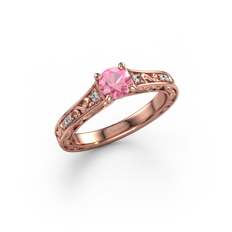 Image de Bague de fiançailles Mallory RND 585 or rose Saphir rose 5 mm