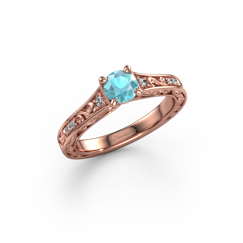 Image of Engagement ring Mallory rnd 585 rose gold Blue topaz 5 mm
