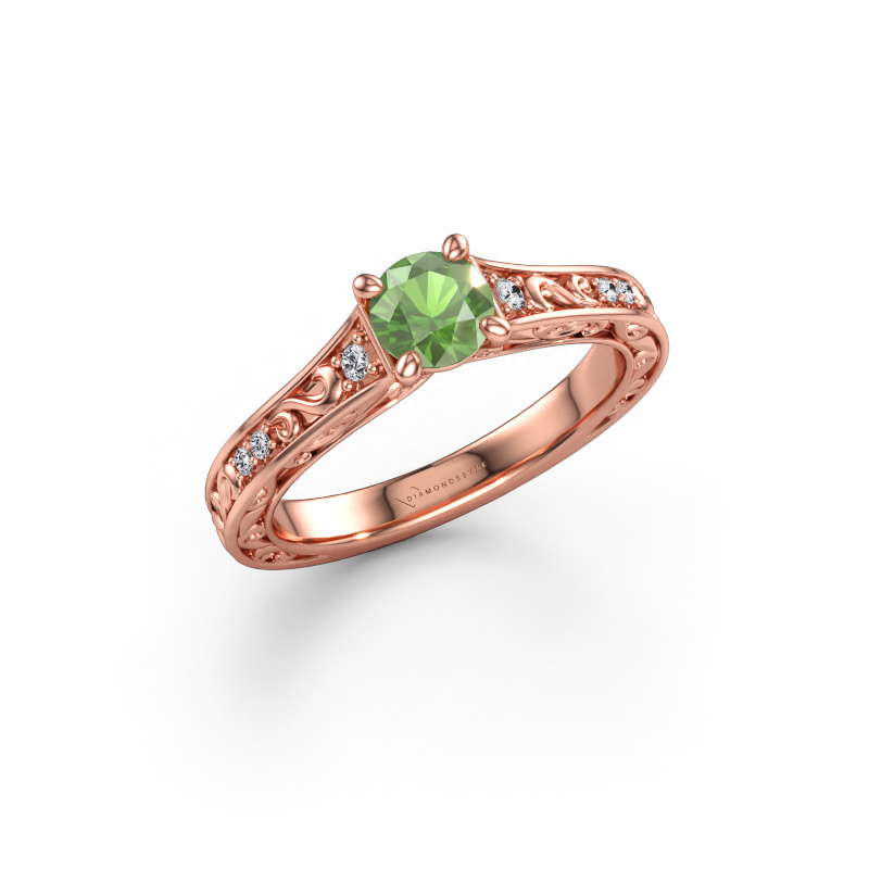 Bild av Förlovningsring Mallory RND 585 roséguld Grön turmalin 5 mm