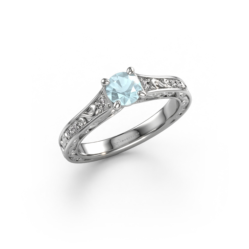 Image of Engagement ring Mallory rnd 950 platinum Aquamarine 5 mm