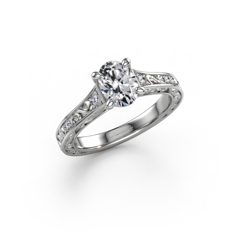 Image de Bague de fiançailles Mallory OVL 585 or blanc Diamant 0.86 crt