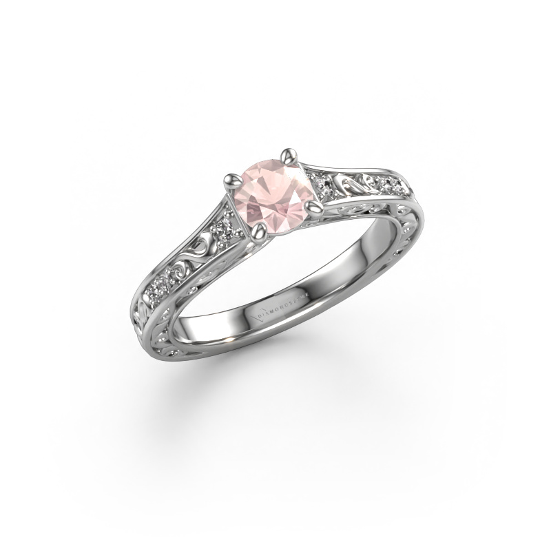 Image of Engagement ring Mallory rnd 950 platinum Morganite champagne 5 mm