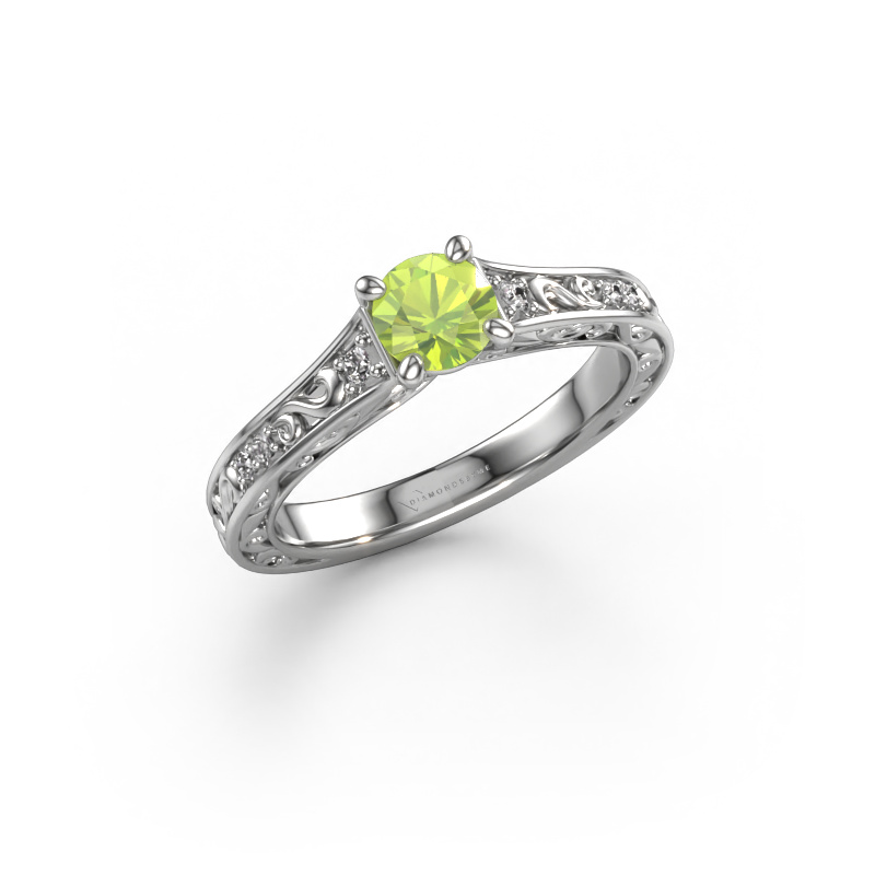Image of Engagement ring Mallory rnd 950 platinum Peridot 5 mm