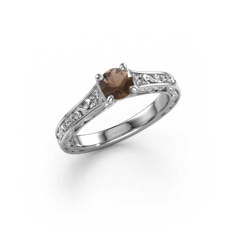 Image of Engagement ring Mallory rnd 950 platinum Smokey quartz 5 mm