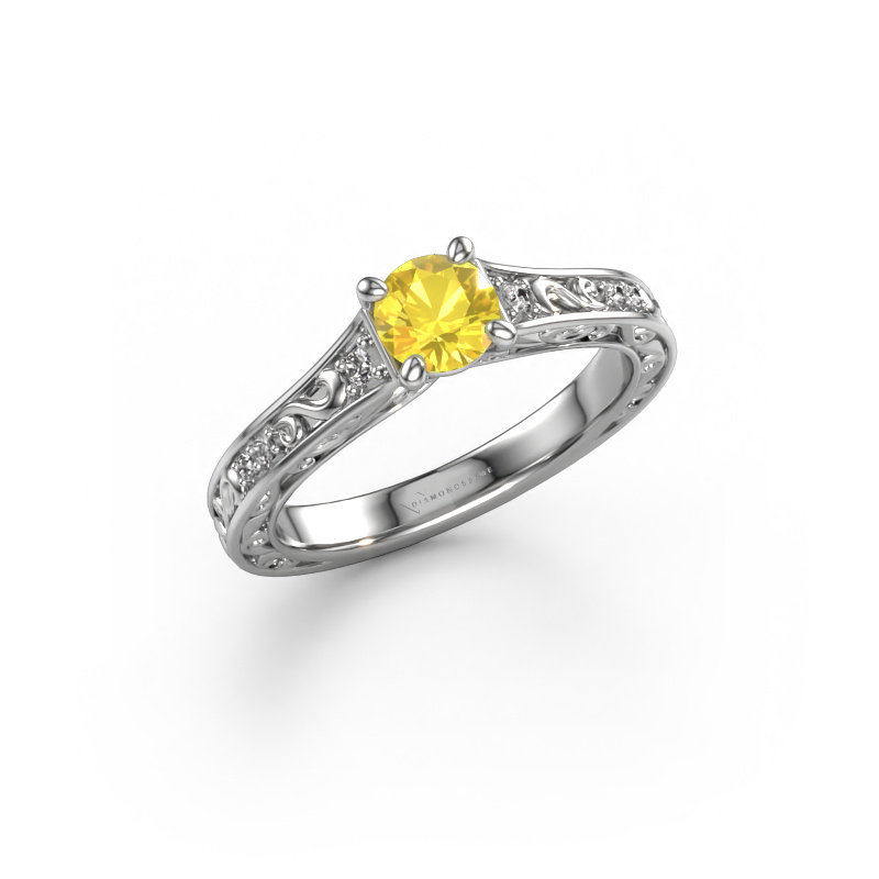 Image of Engagement ring Mallory rnd 585 white gold Yellow sapphire 5 mm