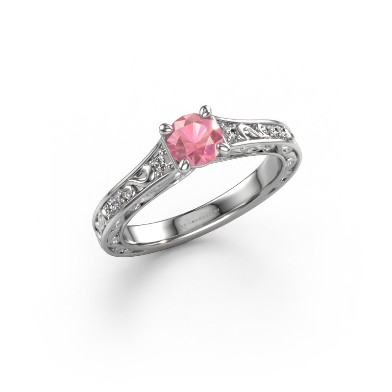Image of Engagement ring Mallory rnd 950 platinum Tourmaline pink 5 mm