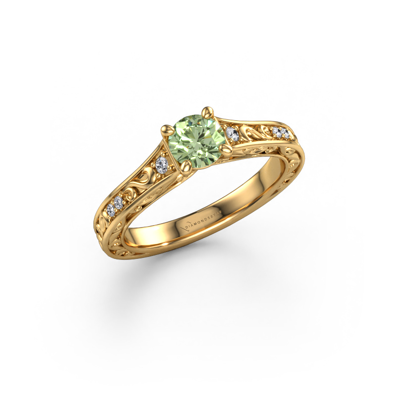 Image of Engagement ring Mallory RND 585 gold Green lab grown diamond 5 mm