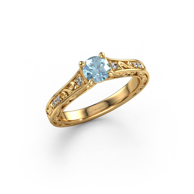 Image of Engagement ring Mallory rnd 585 gold Blue lab grown diamond 5 mm