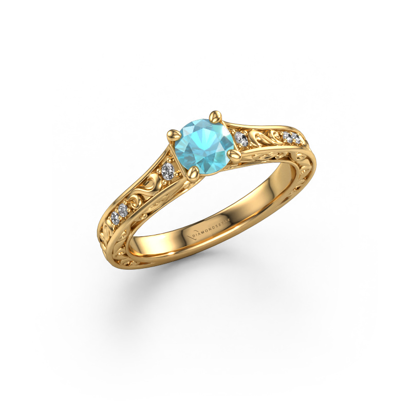 Image de Bague de fiançailles Mallory rnd 585 or jaune Topaze bleue 5 mm