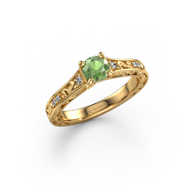 Image of Engagement ring Mallory rnd 585 gold Tourmaline green 5 mm