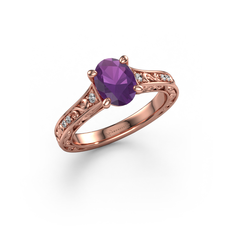 Bild von Verlobungsring Mallory ovl 585 Roségold Amethyst 8x6 mm