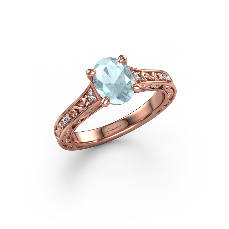 Bild von Verlobungsring Mallory ovl 585 Roségold Aquamarin 8x6 mm