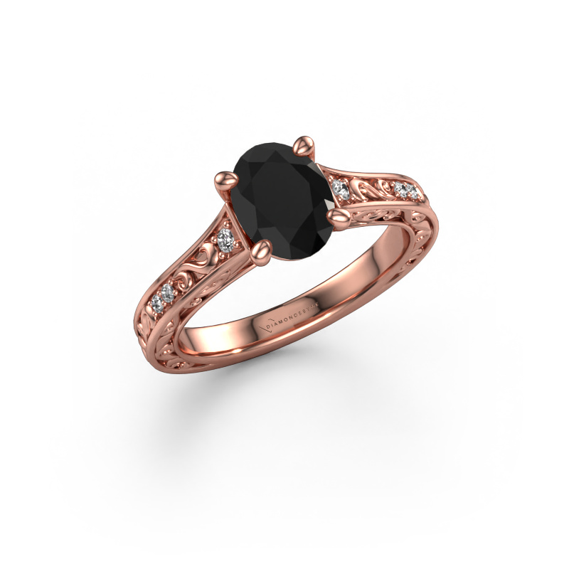 Bild von Verlobungsring Mallory ovl 585 Roségold Schwarz Diamant 1.46 crt