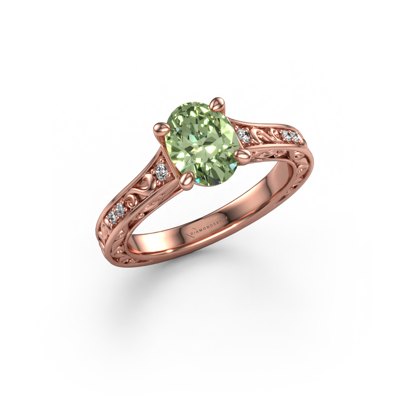Image of Engagement ring Mallory ovl 585 rose gold Green lab grown diamond 8x6 mm
