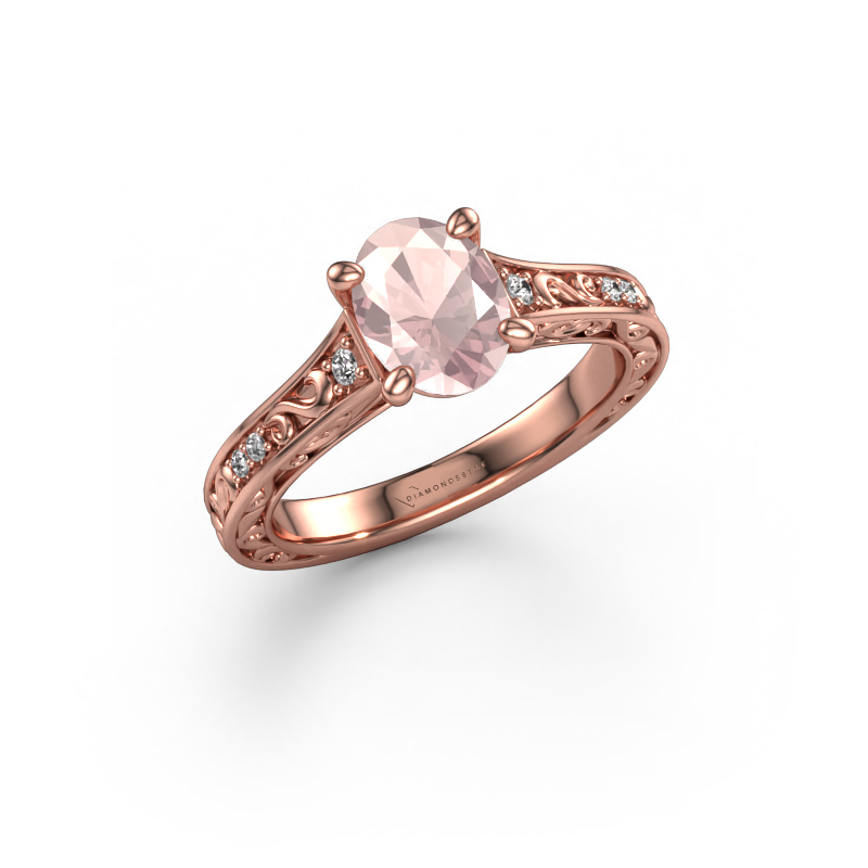Bild von Verlobungsring Mallory ovl 585 Roségold Morganit Champagner 8x6 mm