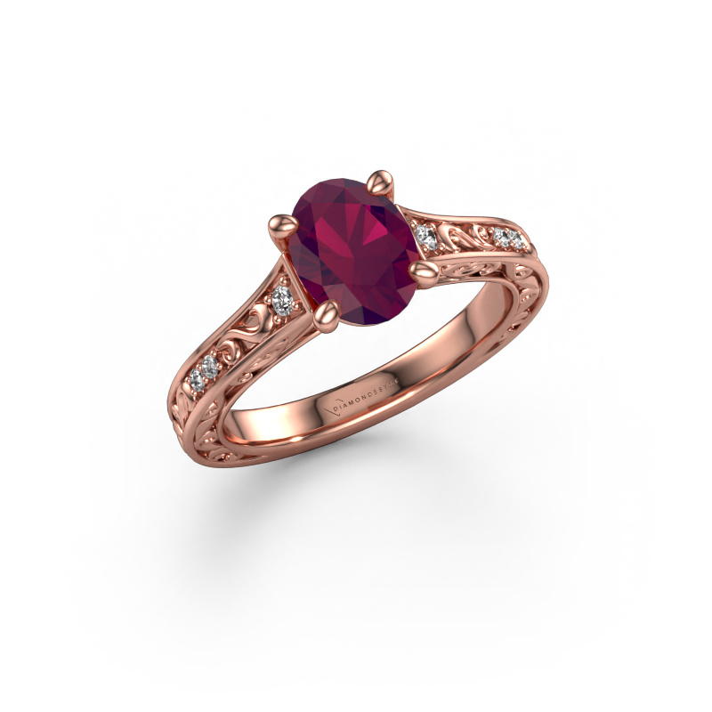 Bild von Verlobungsring Mallory ovl 585 Roségold Rhodolit 8x6 mm