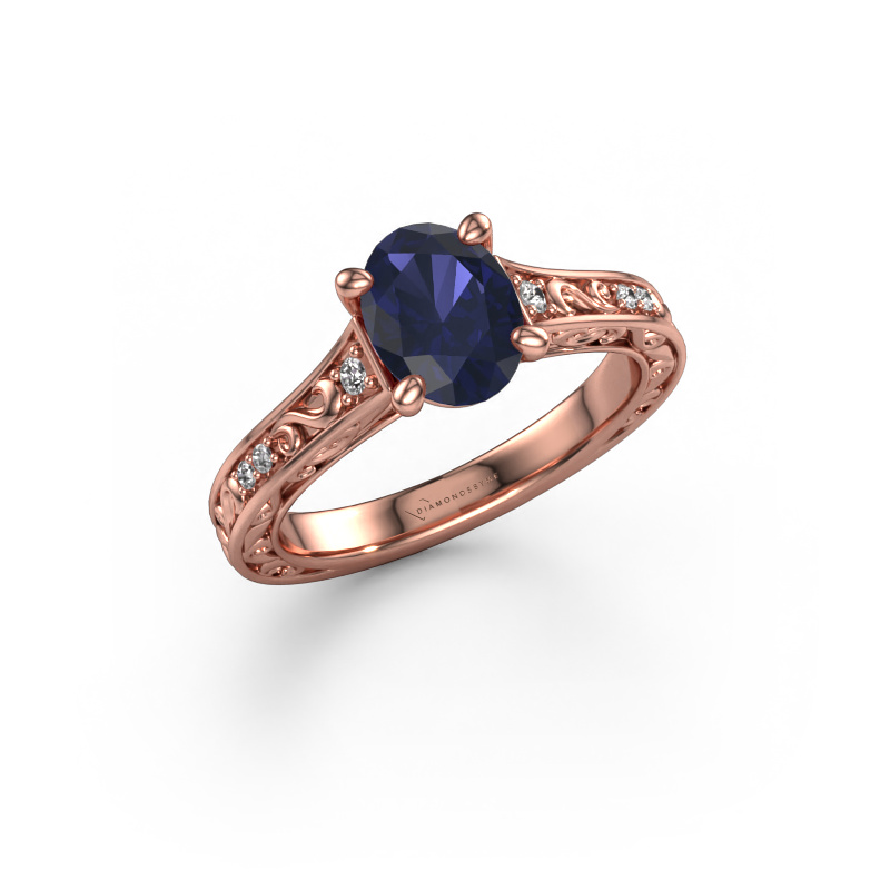 Bild von Verlobungsring Mallory ovl 585 Roségold Saphir 8x6 mm