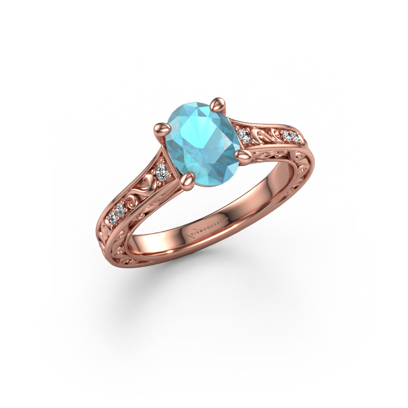 Bild von Verlobungsring Mallory ovl 585 Roségold Blau Topas 8x6 mm