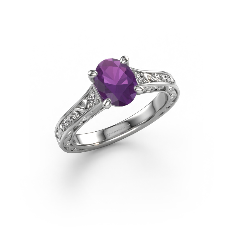 Bild von Verlobungsring Mallory ovl 585 Weißgold Amethyst 8x6 mm