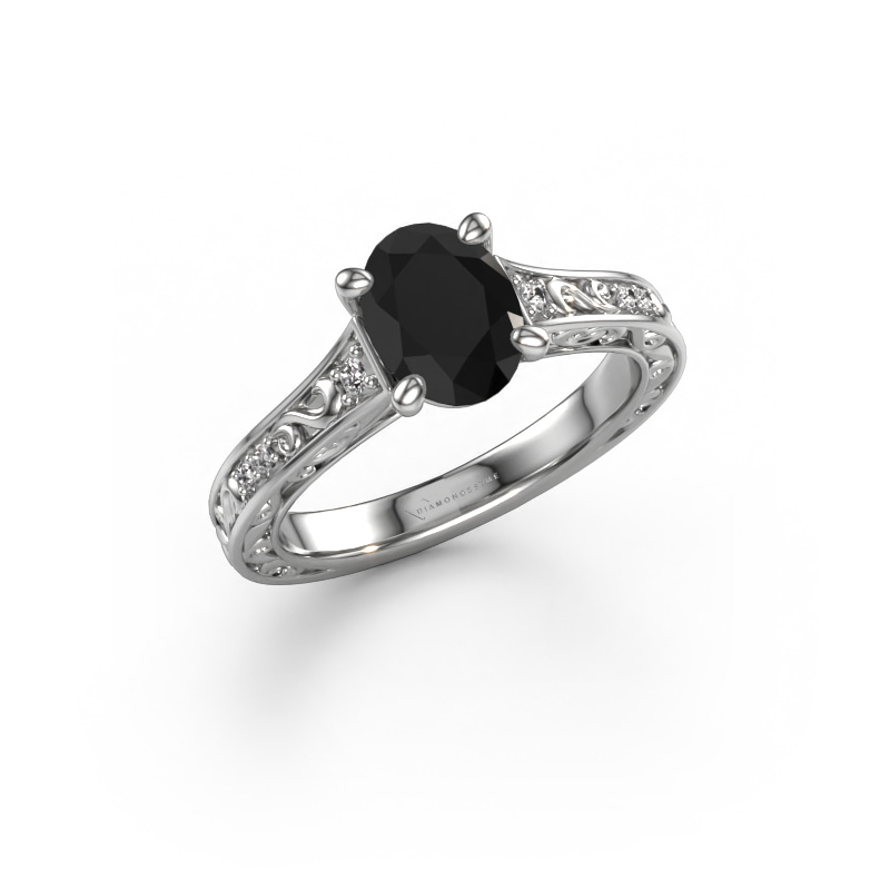 Image de Bague de fiançailles Mallory ovl 950 platine Diamant noir 1.46 crt