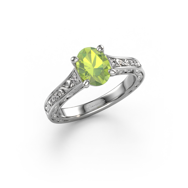 Bild von Verlobungsring Mallory ovl 950 Platin Peridot 8x6 mm