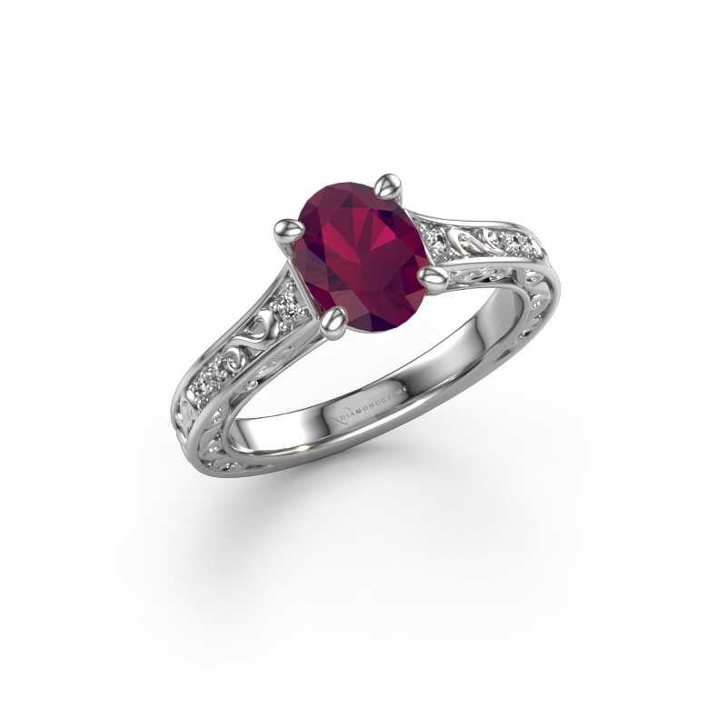 Image of Engagement ring Mallory ovl 950 platinum Rhodolite 8x6 mm