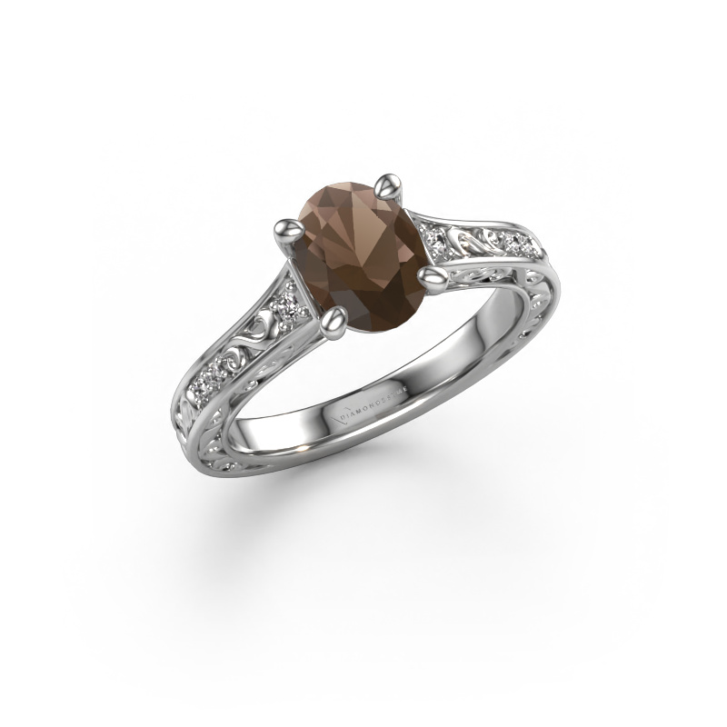 Bild von Verlobungsring Mallory ovl 950 Platin Rauchquarz 8x6 mm