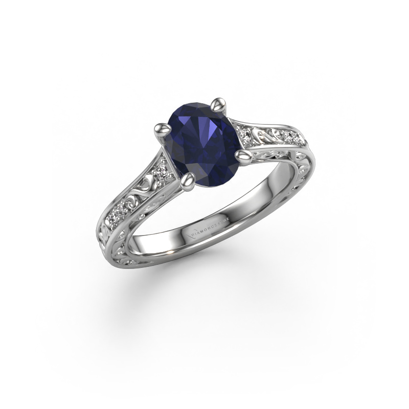 Image of Engagement ring Mallory ovl 950 platinum Sapphire 8x6 mm
