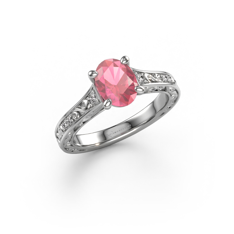 Bild von Verlobungsring Mallory ovl 950 Platin Turmalin rosa 8x6 mm