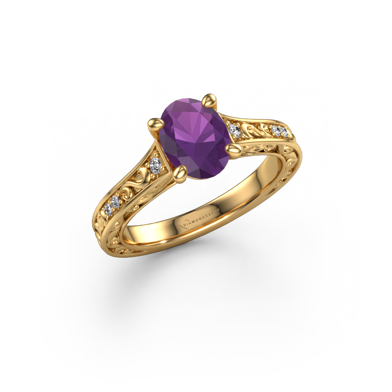Bild von Verlobungsring Mallory ovl 585 Gold Amethyst 8x6 mm
